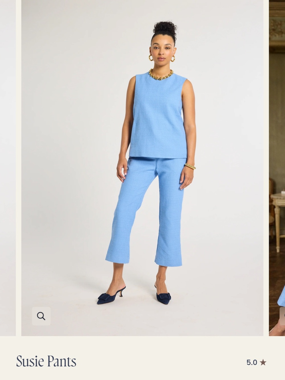 NWT Eleanor Leftwich Susie Pants – Light Blue Women's Cropped Trousers